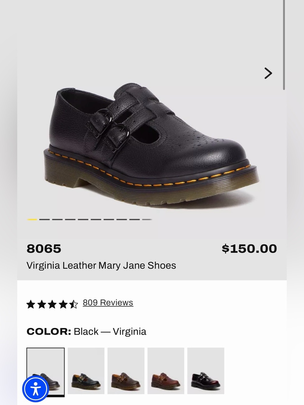 Dr. Martens Womens Virginia Mary Jane Shoes Black Leather